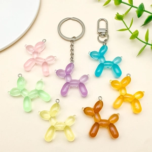 7 colorful resin glitter balloon dog charms for DIY jewelry and keychains