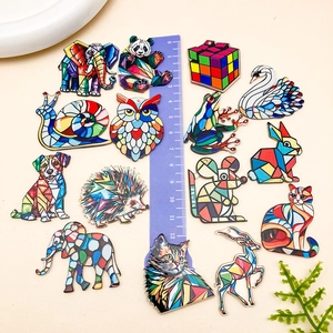 Pendentifs animaux en acrylique mosaïque pour la création de bijoux DIY et porte-clés
