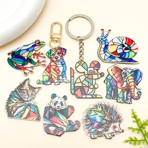 Lot de pendentifs animaux en acrylique mosaïque géométrique avec formes chat et panda