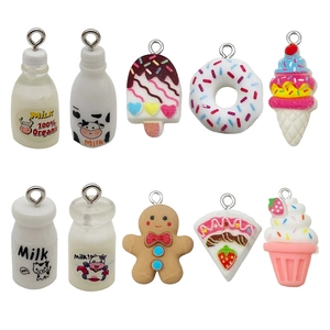 Cute resin dessert pendants including donuts and ice cream for DIY jewelry making