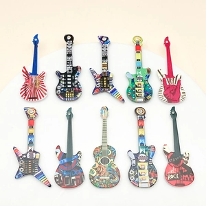Acrylic Guitar Pendants Music Theme For DIY Keychain Jewelry Making Epoxy Charms Retro Rock Punk Style For Teens Adults