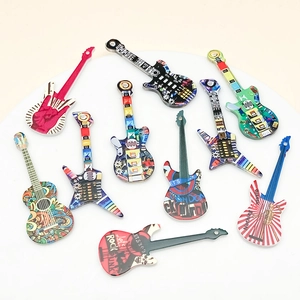 Colorful acrylic guitar pendants with artistic rock and punk prints for DIY accessories