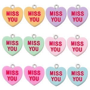 Σετ 12 τεμαχίων από ρητίνη σε σχήμα καρδιάς MISS YOU για χειροποίητα κοσμήματα DIY