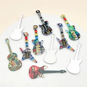 Acrylic colorful guitar pendants for DIY jewelry and keychain accessories in rock style