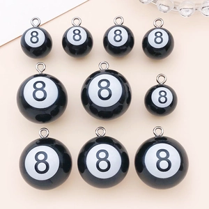 Retro Hars Nummer 8 Biljart Poolbal Hangers Voor DIY Sleutelhanger Sieraden Maken Accessoires Zwart Bol Charms