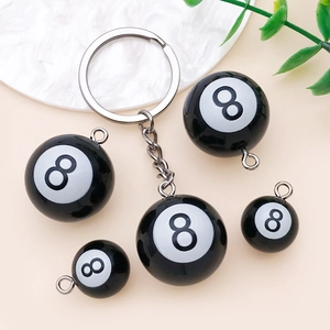 Creatieve zwarte biljartbal 8 hars hangers en sleutelhanger set voor DIY accessoires