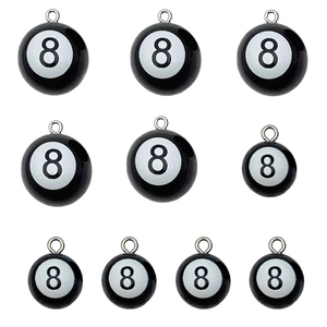 Set van 10 hars biljartbal hangers nr. 8 met metalen ringen voor DIY sieraden maken hobby
