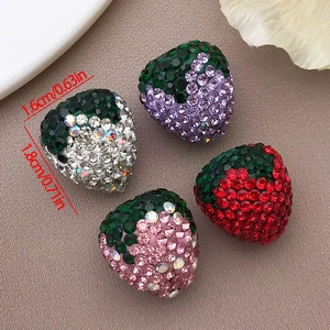 Cuentas de Arcilla Polimérica de Fresa con Strass Dijes de Fresa de Cristal para DIY Collar Pulsera Cadena de Teléfono Accesorios Joyería