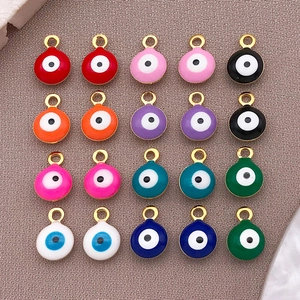 Set de 20 colgantes de ojo turco esmaltados en color dorado para bisutería DIY