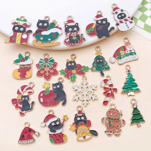 Détails de pendentifs de Noël festifs en alliage avec finitions en émail coloré