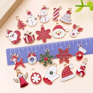 Assorted Christmas enamel charms including Santa, Reindeer and Snowman for DIY jewelry