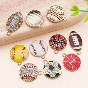 Detailed sports charms with enamel and rhinestones for DIY jewelry and crafts