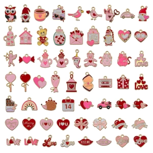 Colección de dijes de aleación de zinc con oso corazón rosa para joyería artesanal
