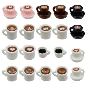 Miniature 3D Resin Coffee Cup Pendants Creative Simulation Latte Art Heart Leaf Design DIY Jewelry Making Accessories