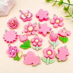 DIY Rosenpink Harzblumen Anhänger inklusive Tulpen und Gänseblümchen für Schmuck