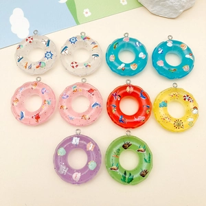 Colgantes de Resina de Salvavidas para Llaveros DIY Accesorios de Joyería de Dibujos Animados Coloridos Transparentes Temas Marinos