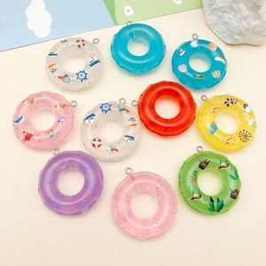 Set de 10 colgantes salvavidas de resina de colores con motivos marinos para bisutería DIY