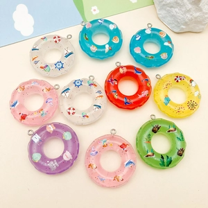 Colgantes de resina en forma de salvavidas con animales para joyería artesanal