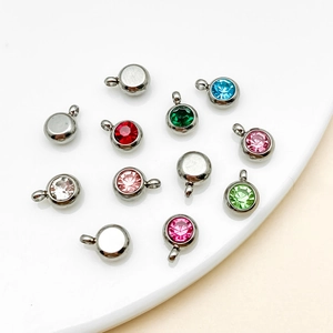 Pendentifs 6mm en acier inoxydable avec cristaux facettés colorés pour création de bijoux
