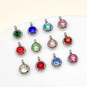 Collection de breloques en cristal de 6mm en acier inoxydable de douze couleurs pour DIY