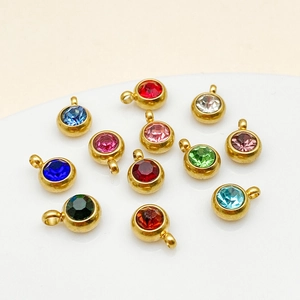Colgantes de piedra de nacimiento en acero dorado 12 colores para joyería DIY