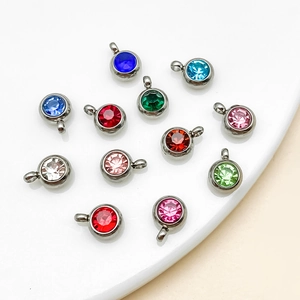 Lot de 12 pendentifs ronds en acier inoxydable de 6 mm pour création de bijoux DIY