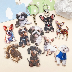 Collection de breloques chiens en acrylique avec Teckel et Chihuahua pour bijoux DIY