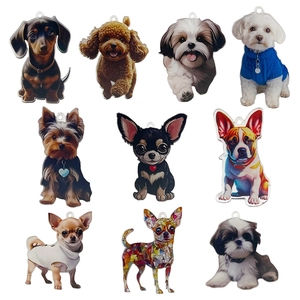 Collection de 10 pendentifs assortis en acrylique pour chiens dont Teckel et Caniche