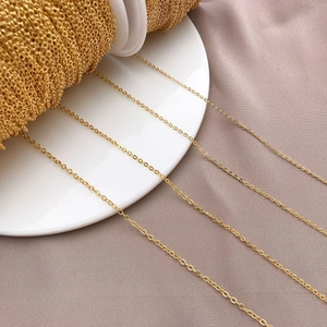 Chaîne en O en Cuivre Plaqué Or 18K Accessoire de Bijouterie DIY Chaîne en Croix Fine pour Extension de Collier Bracelet