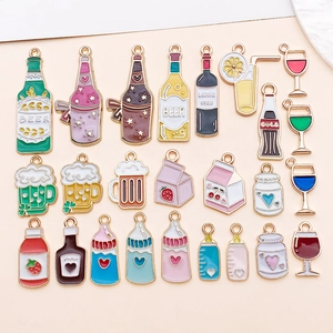 DIY Legierung Emaille Charms Bier Wein Limonade Milchflasche Formen Tropföl Anhänger Für Armband Halskette Schmuckherstellung Handwerk