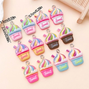Simulation Sweet Milkshake Resin Pendants For DIY Jewelry Making Colorful Food Play Charms Handmade Crafts Accessories