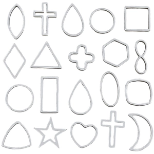 Set de 19 marcos geométricos de acero inoxidable con corazones y estrellas para joyas DIY