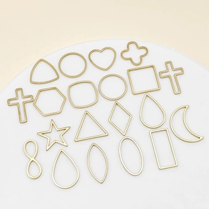 Vacuum-plated gold stainless steel geometric frames for DIY jewelry making