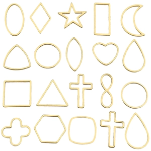 19-piece set of gold vacuum-plated stainless steel geometric pendants for DIY jewelry making