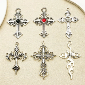 Vintage Zinc Alloy Cross Pendant Charms Set For DIY Jewelry Making Gothic Punk Hip Hop Large Metal Cross Pendant Accessories