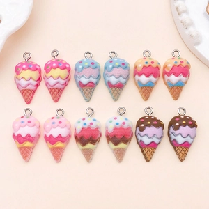 Kawaii Resin Ice Cream Cone Pendants Cartoon Dessert Charms For DIY Necklace Bracelet Earrings Keychain Making Jewelry Craft Accessories