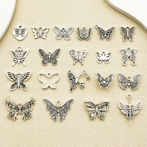 Set of 20 antique silver alloy butterfly charms for DIY jewelry making and crafting projects