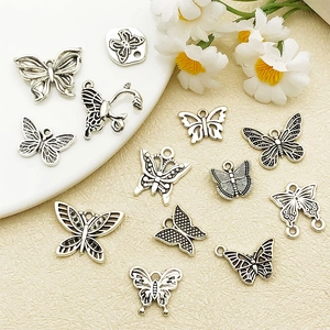 Antique silver hollow butterfly charms for DIY jewelry making and keychain accessories