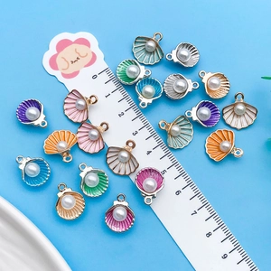 Pendentifs coquillages émaillés en alliage avec perles pour création bijoux DIY