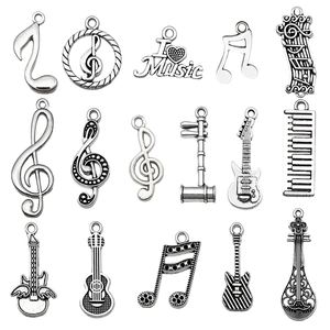 15pcs antique silver music instrument charms including guitar and piano for DIY jewelry