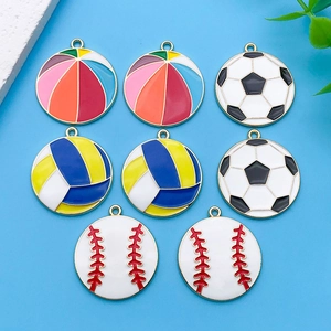 Colgantes de Pelota Deportiva de Esmalte de Aleación Fútbol Voleibol Béisbol para Hacer Joyas DIY Pulsera