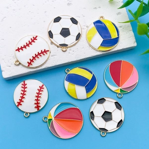 Colgantes deportivos de aleación esmaltada con diseños de fútbol, béisbol y voleibol