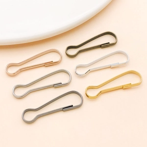 Close-up of six-color iron gourd clasps showing various metallic finishes for DIY jewelry