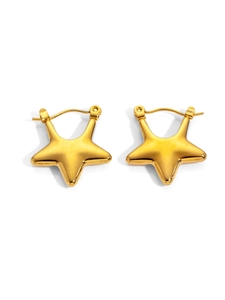 Detailansicht der goldenen Stern-Ohrringe mit gebürsteter Oberfläche und polierten Kanten