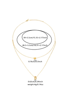 Double-layer gold stainless steel necklace with heart and letter D pendants and chain details