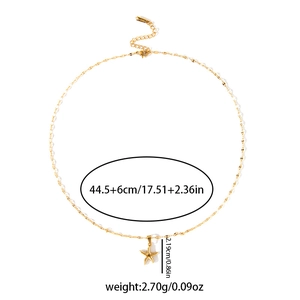 Detailed view of starfish pendant with 44.5+6cm chain length and weight specifications