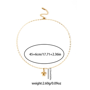 Golden stainless steel necklace with turtle pendant measuring 45+6cm and 2.22cm height