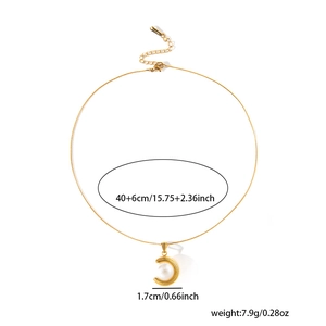 Detail of 18K gold plated stainless steel necklace with spiral pearl pendant measurements