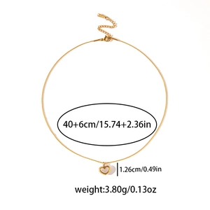 Collier cœur en acier doré avec nacre et chaîne ajustable de 40+6cm pour femme