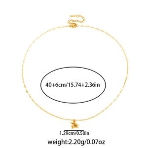 Detailed view of golden crab necklace with dimensions 40+6cm and 1.29cm pendant size